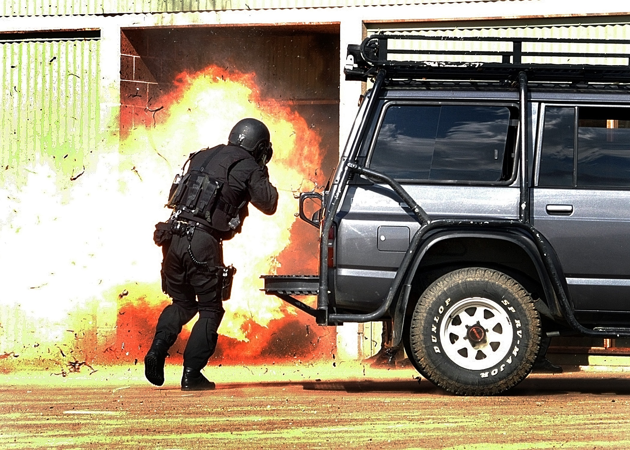 Military medic providing field care